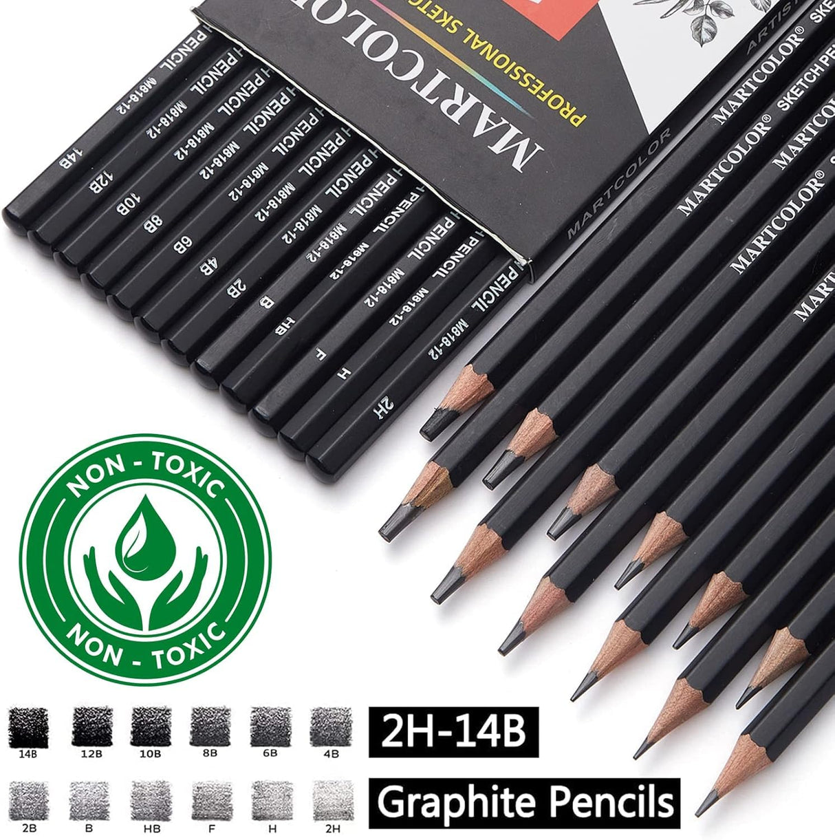 YUANCHENG Professional Drawing Sketching Pencil Set - 12 Pieces,Graphite,(14B - 2H), Graphite Pencils for Drawing, Shading Pencils for Sketching,Artist Pencils for Beginners,Drawing Art YUANCHENG
