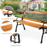 S AFSTAR Garden Bench, 2-3 Person Park Bench with Diamond Weaving Backrest, Pine Porch Bench, 470 LBS Bearing Capacity, Weather Proof Outdoor Bench for Backyard Deck Lawn Poolside S AFSTAR
