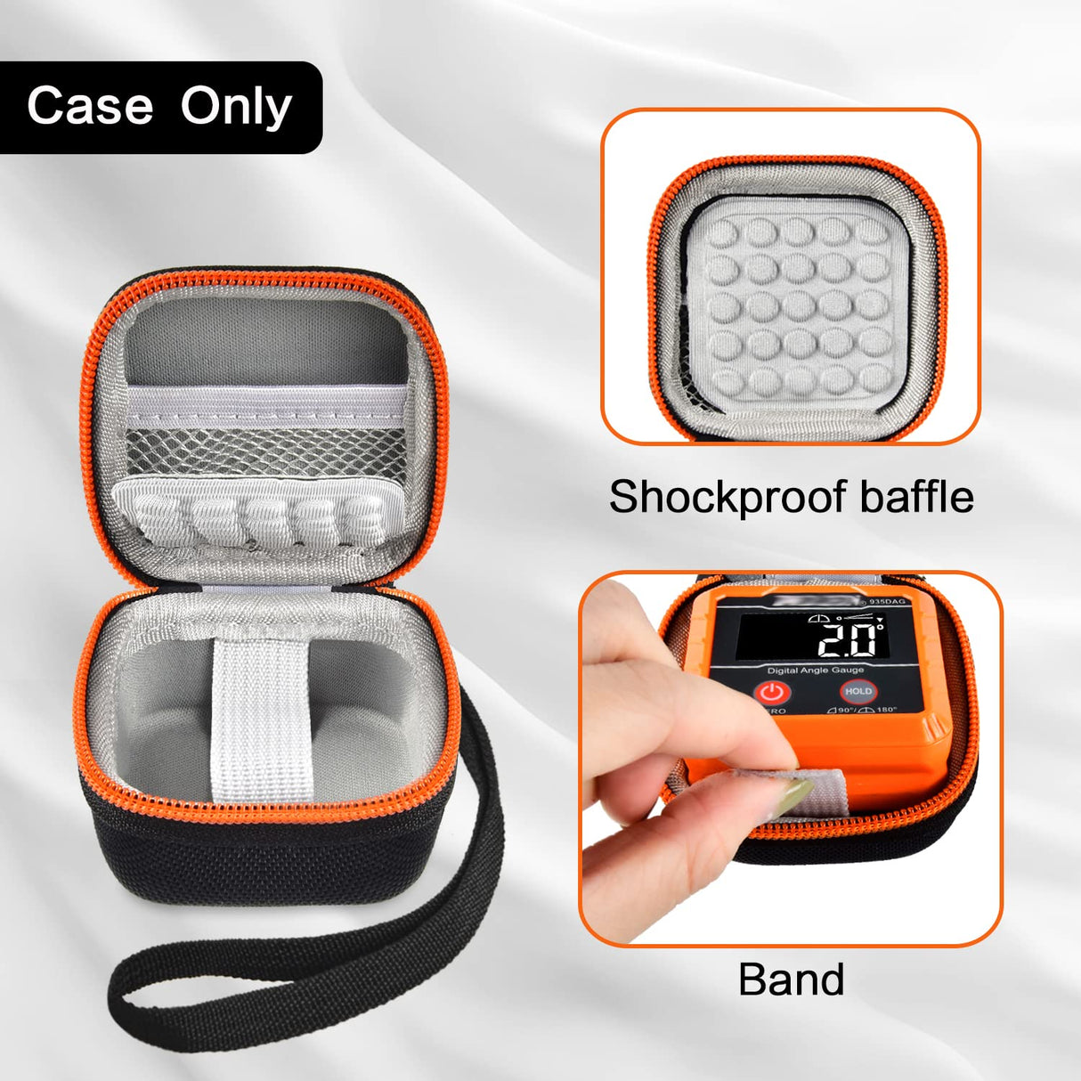 ANKHOH Case Compatible with Klein Tools 935DAG Digital Electronic Level and Angle Gauge, Finder Protractors Carrying Storage Holder Bag Fits for Degree Ranges Measures Batteries (Box Only), Orange ANKHOH