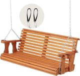 U-MAX Wooden Porch Swing 2-Seater,Swing Bench with Cupholders, Heavy Duty 800 LBS,Hanging Porch Swing Chair for Outdoor Patio Garden Yard(6.5FT&Brown) U-MAX