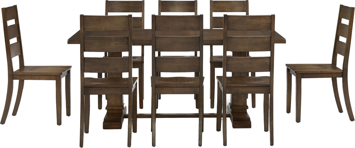 Crosley Furniture Joanna 9-Piece Modern Farmhouse Dining Table Set for 8 with Ladderback Chairs, Dark Oak Crosley Furniture