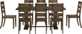 Crosley Furniture Joanna 9-Piece Modern Farmhouse Dining Table Set for 8 with Ladderback Chairs, Dark Oak Crosley Furniture