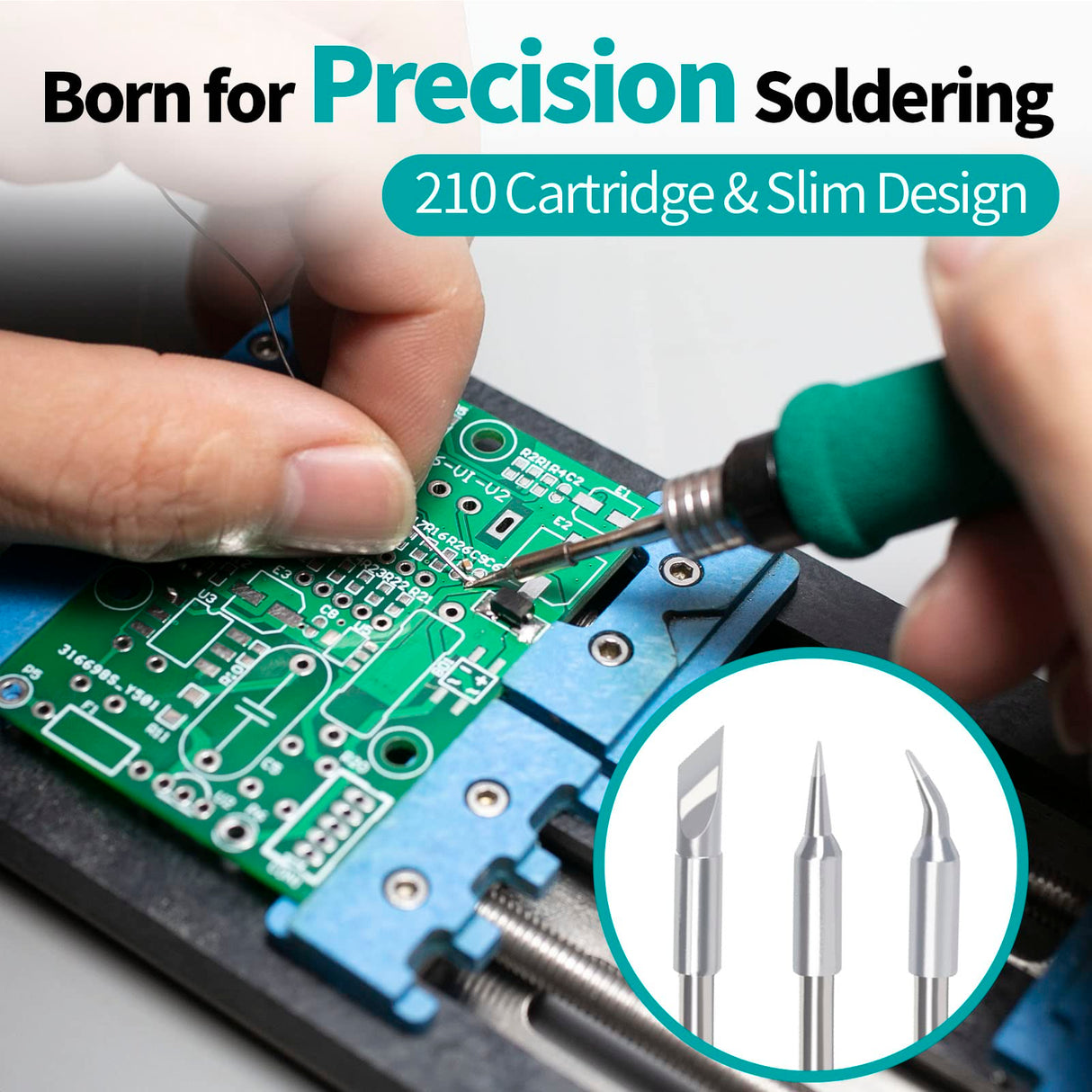 YIHUA 982 Precision Soldering Iron Station Kit with Digital LCD Display, 210 Soldering Tip Cartridge Compatible, Solder Wire Dispenser and, 4 Memory Channels, Auto Shutdown, Rapid Heating YIHUA