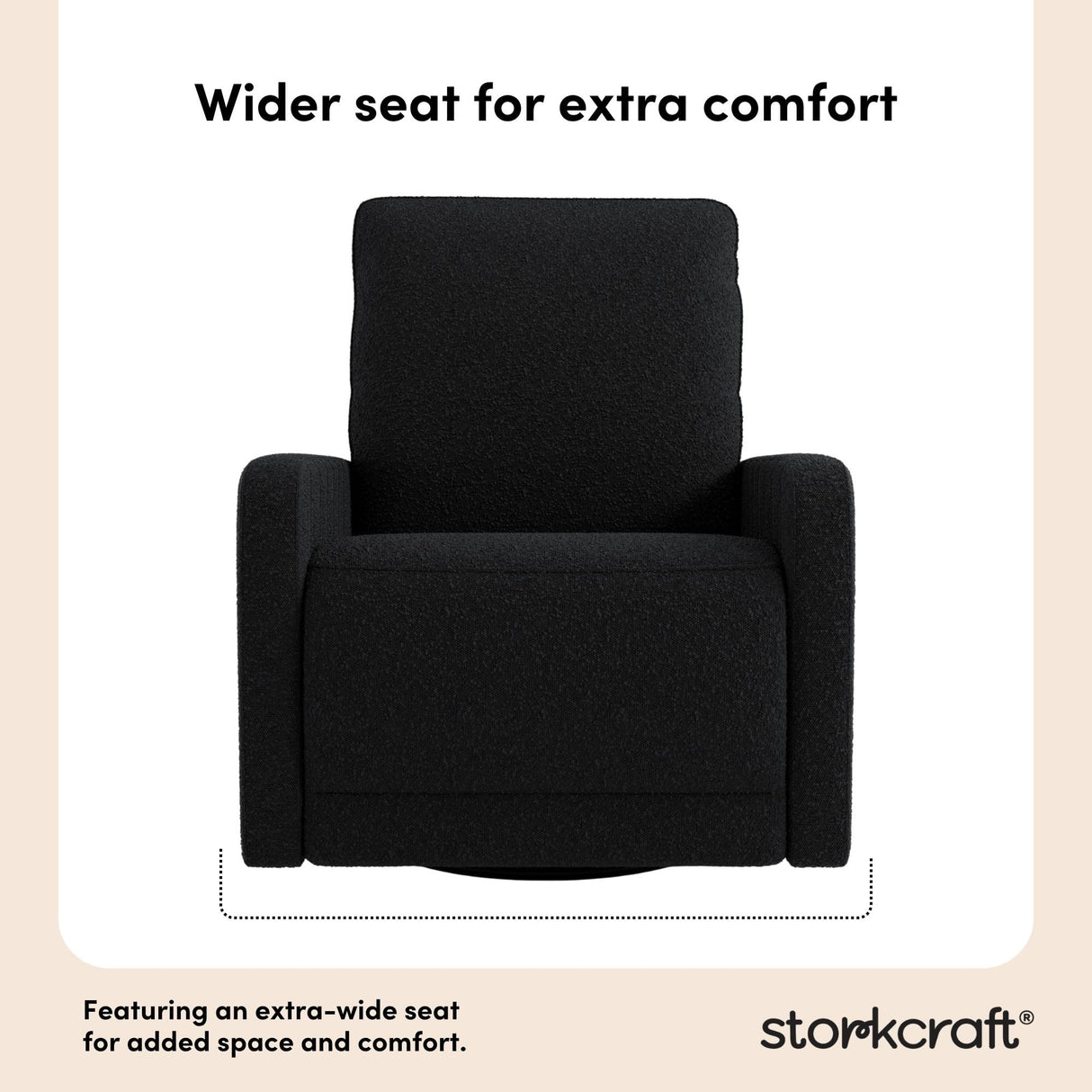 Storkcraft Kyoto Deluxe Extra-Wide Power Recliner Swivel Glider (Black Boucle) – Premium Electronic Power Recliner for Nursery, Includes Dual-USB Charging Port, Extra Wide Glider Rocking Chair Storkcraft