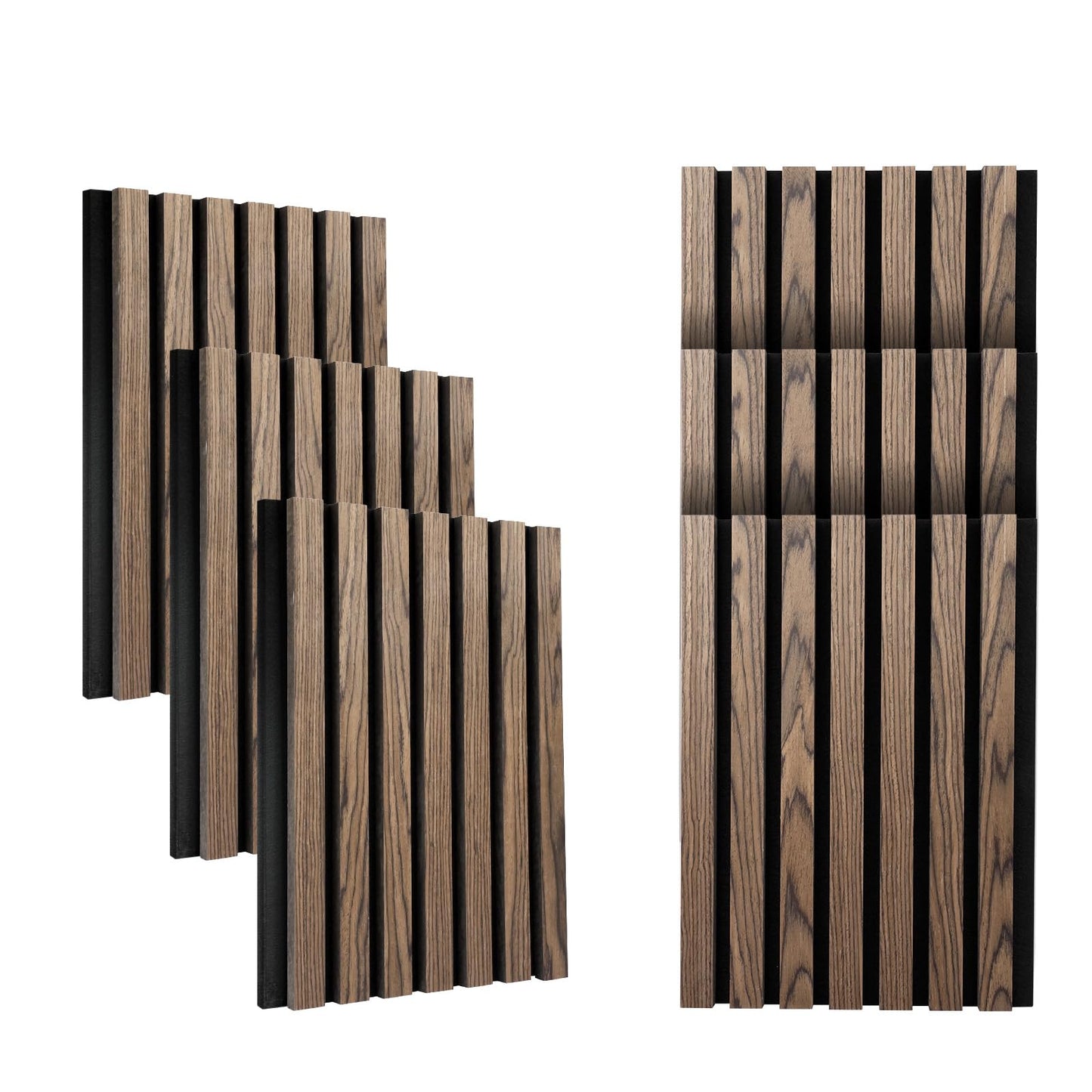 Wood Slat Wall Panel - 6 Pcs Soundproof Wood Panels for Wall and Ceiling 15.74“x11.22” Wood Wall Panels 3D Noise Sound Dampening Panels Wall Decoration - Walnut - WoodArtSupply