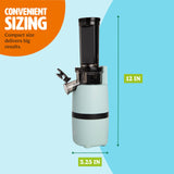 Tasty Slow Juicer, Compact Masticating Juicer with Pulp Separation, Maximum Juice Yield for Fresh, Nutrient-Rich Drinks, Easy Clean-Up & Compact Design, Aqua Tasty