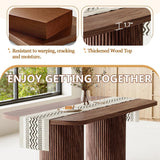 Rejeke 79" Dining Table Set for 8,Large Rectangular Kitchen Table Set for 8 with Cushioned Chairs,Modern Mid-Century Wood Dining Room Table Set,Ideal for Dining & Gatherings (Walnut) Rejeke