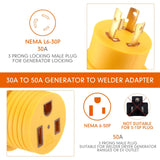 Kanayu Generator Welder Adapter Compatible with Nema L6-30P to 6-50R 3 Prong 30 Amp Locking Male Plug to 50 Amp Female Receptacle Adapter Generator RV EV Charger Power Cord Connector Kanayu
