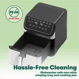 bella 8 Qt Digital Air Fryer with TurboCrisp Technology, Large Family Size Nonstick Cooking Basket and Crisping Tray, Multiple Preset Functions, Auto Shutoff, Stainless Steel, 1750 Watt BELLA