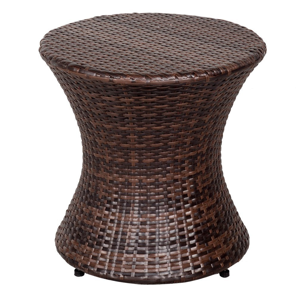 Sundale Outdoor Small Side Table Patio Rattan End Table 20 Inch Hourglass Wicker Accent Tables Steel Frame Lightweight Brown Mesa Auxiliar pequeña Mesa Auxiliar de ratán marrón Sundale Outdoor