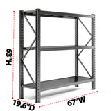 Notmise 67" W Metal Shelves, 4200LBS Heavy Duty Garage Shelving, Adjustable Garage Shelves, Shelving Units and Storage, Shelf, for Basement Workshop, 67" W×63" H×19.6" D, Black Notmise