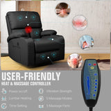 LAFWELL Rocking Recliner Chair, Massage Rocker Recliner Chair with Vibration Massage and Heat, USB and Type-C Ports,360° Swivel Faux Leather Chairs, Living Room, Bedroom, Nursery, RV, Black LAFWELL
