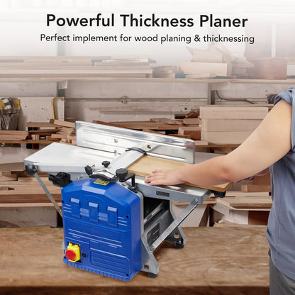 Power Benchtop Planers, 15 Amp 1250W Worktable Thickness Electric Planer with Extended Infeeding Table, Low Noise for Both Hard & Soft Wood Planning - WoodArtSupply