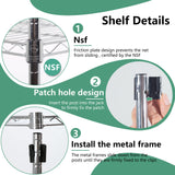 FDW 24" L×14" W×60" H Wire Shelving Unit Metal Shelf with 5 Tier Layer Rack Strong Steel for Restaurant Garage Pantry Kitchen Garage,Chrome FDW