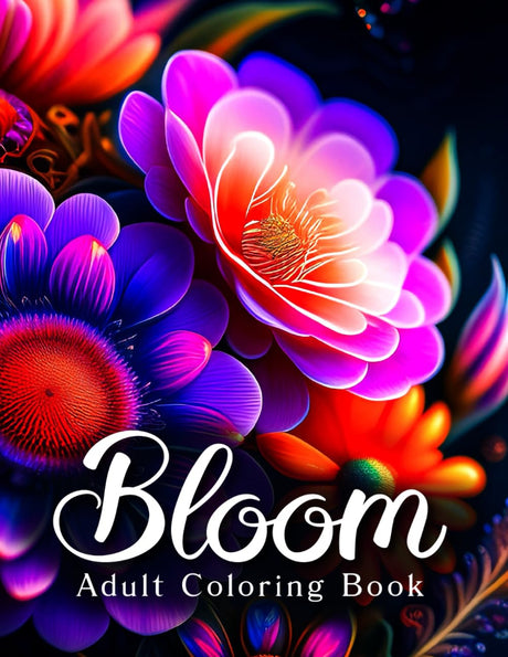 Bloom Adult Coloring Book: An Awesome Mindfulness Anxiety Relief and Relaxation Flower Coloring Book for Adults and Teens WoodArtSupply