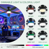 JSAITEE Ceiling Fan with Light, 48" RGB Low Profile Ceiling Fans with Lights and Remote Control, Dimmable, DC Reversible Motor, Noiseless, 6 Speeds Flush Mount Black Ceiling Fan for Bedroom JSAITEE