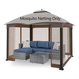 Tanxianzhe 10'x12' Gazebo Replacement Mosquito Netting 4-Panel Patio Screen Walls with Zipper (Brown) Tanxianzhe