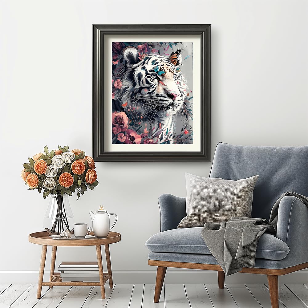 Natuyalo Paint by Numbers Kits for Adults, White Tiger Paint by Number for Adults Beginner, Animal Paint by Numbers on Canvas for Home Wall Decor 16x20 Inch Natuyalo