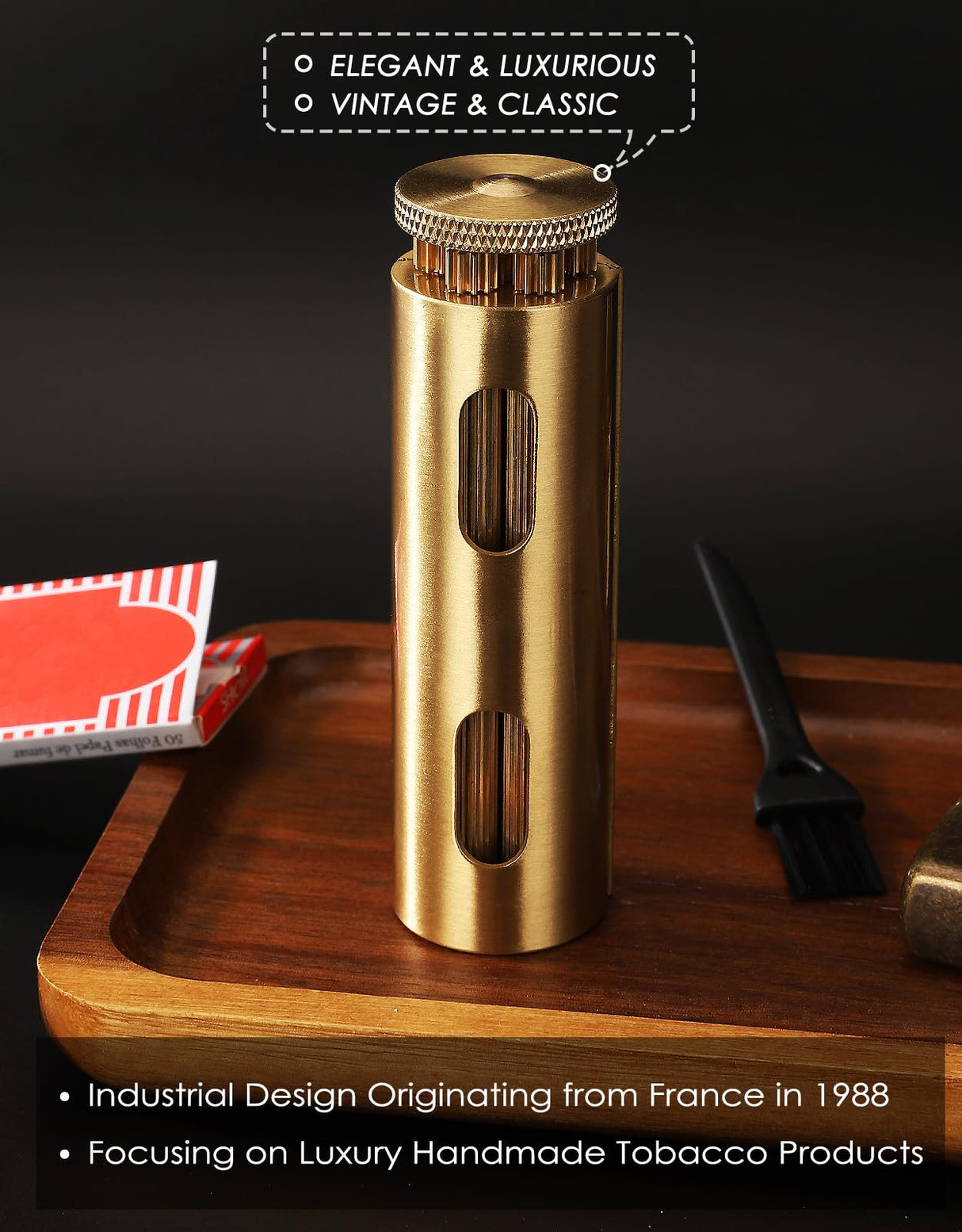 Vintage Cigarette Roller, Brass Cigarette Rolling Machine, Pure Copper Joint Roller Machine, Solid Brass Roller, Use with 70 mm Papers, Elegant and Luxurious Tobacco Roller for Men and Women ZHAOGOO