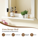 CHARMAID Bathroom Mirror with Shelf - 27" x 22.5" Wall Mirror Over Bathroom Sink, Wooden Frame Modern Rectangular Hanging Vanity Makeup Mirrors for Washroom, Entryway (White,27" L x 22.5" W) CHARMAID