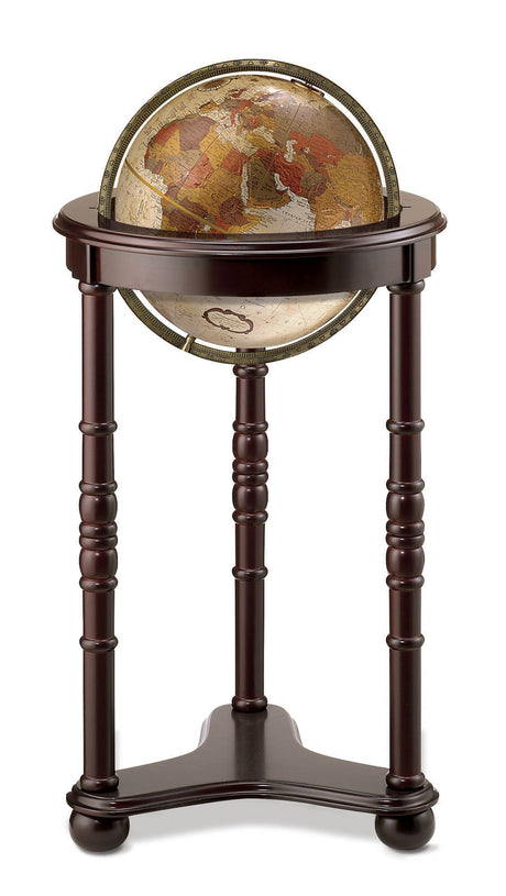 Replogle Lancaster—Bronze Metallic, Dark Cherry Wood Finish, Floor Model Globe, Perfect for Anyone Looking for a Elegant Floor Standing Globe That Replogle