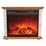 LifeSmart LifePro 1500 Watt Electric Infrared Quartz Fireplace Heater for Indoor Use with 3 Heating Elements and Remote, Faux Stone & Oak Wood LIFESMART GLOBAL