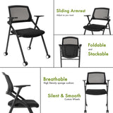 VACYOVKE Folding Conference Room Chairs Set of 2 Black Guest Reception Chair for Office, Waiting Room, Meeting, Lobby, Church VACYOVKE