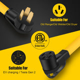 LAZMUMI NEMA 10-50P to 14-50R EV Charger Adapter Cord with 6-AWG Heavy Duty Adapter Cord for Tesla and Other EV Level 2 Charging,1.5 FT LAZMUMI