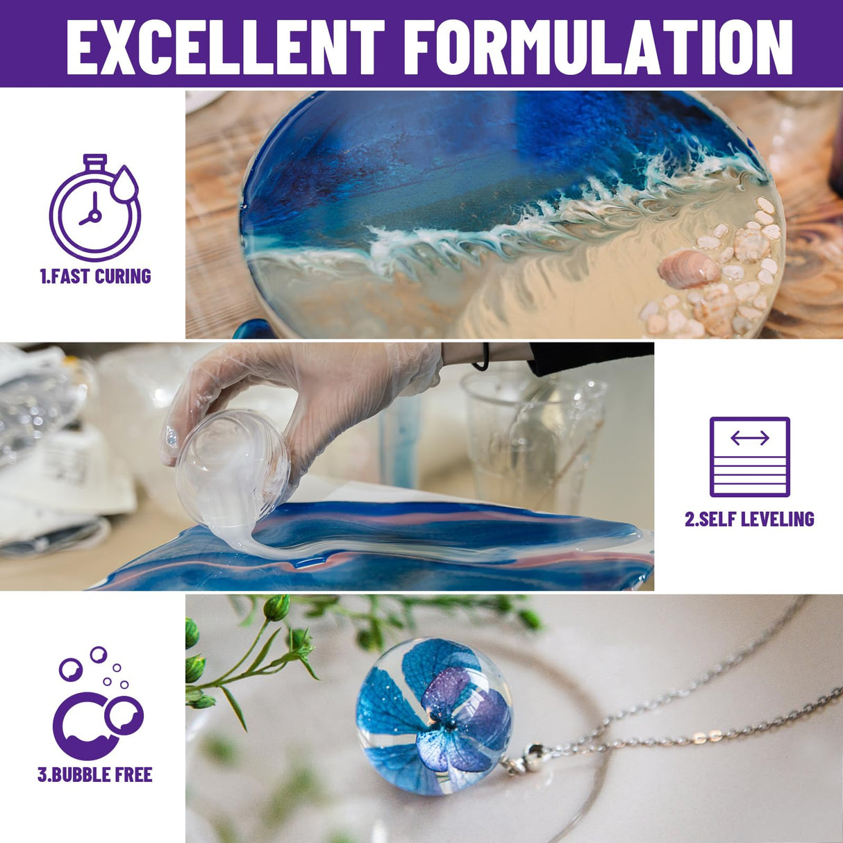 Bond Craftor Epoxy Resin Kit 1Gallon, Clear Crystal Resina Epoxica Food Safe, Casting Resin for Art Craft, Jewelry Making, DIY Bond Craftor