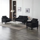 VINGLI Mid-Century Modern Loveseat Sofa Couch, Living Room 53" Love Seat 2 Seater Upholstered Comfy Couches with Scooped Armrest for Small Spaces, Dorm, Bedroom, Apartment, Office (Black) VINGLI