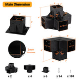 Neorexon Pergola Bracket Kit Elevated Wood Stand Kit Woodwork 4" x 4" (Actual 3.5" x 3.5"), Solid Steel DIY Pergola Hardware Kit, 6PCS Base Bracket & 4PCS 3-Way Corner Bracket & 2PCS 4-Way Bracket Neorexon