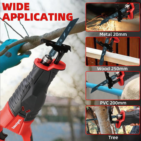 Dogtooth 21V Cordless Reciprocating Saw Kit, 3,000 Strokes Per Minute, Compatible with Makita 18V Battery, 2 * 4.0 Ah Batteries, Charger, 4 Saw Blades and Carry Case dogtooth