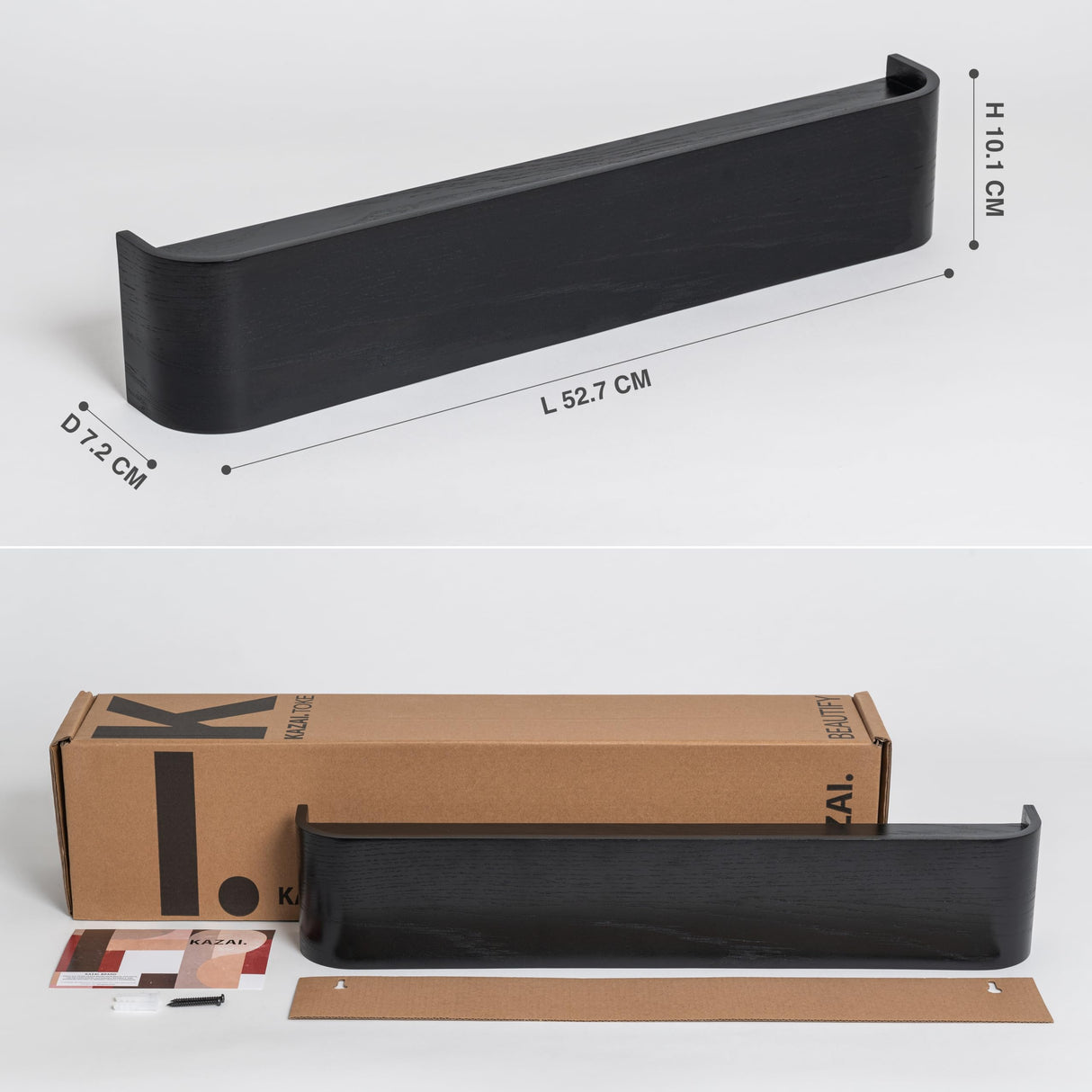 Kazai Wall-Mounted Coat Rack 'Toke' | Modern Design Coat Hanger with Hidden Wall Hooks | Solid Wood Veneer Panel | Oak, Black Kazai.