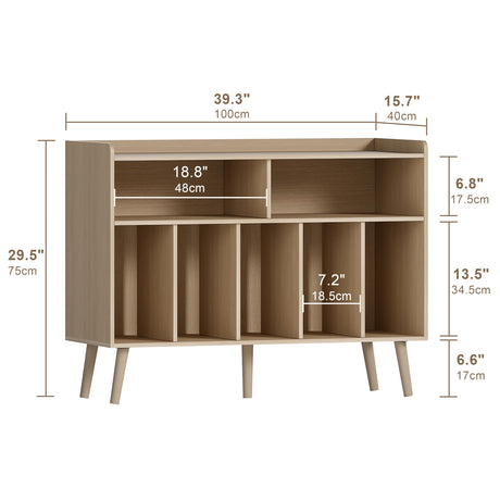 ChooChoo Record Player Stand, Turntable Stand with Vinyl Storage, Record Player Cabinet Up to 350 Albums, Cube Storage Organizer for Living Room, Natural ChooChoo