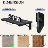 TEAMIX Wall Mounted Folding Table, Black Floating Desk for Small Spaces, Drop Leaf Dining Table for Kitchen Fold Down Laundry Shelf with Heavy-Duty Brackets TEAMIX