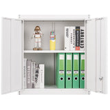 GREATMEET Metal Wall Cabinet, Wall Mount Metal Cabinet for Garage Storage, Locking Cabinet with Doors and Adjustable Shelf, Steel White Cabinet for Utility Room, Garage GREATMEET