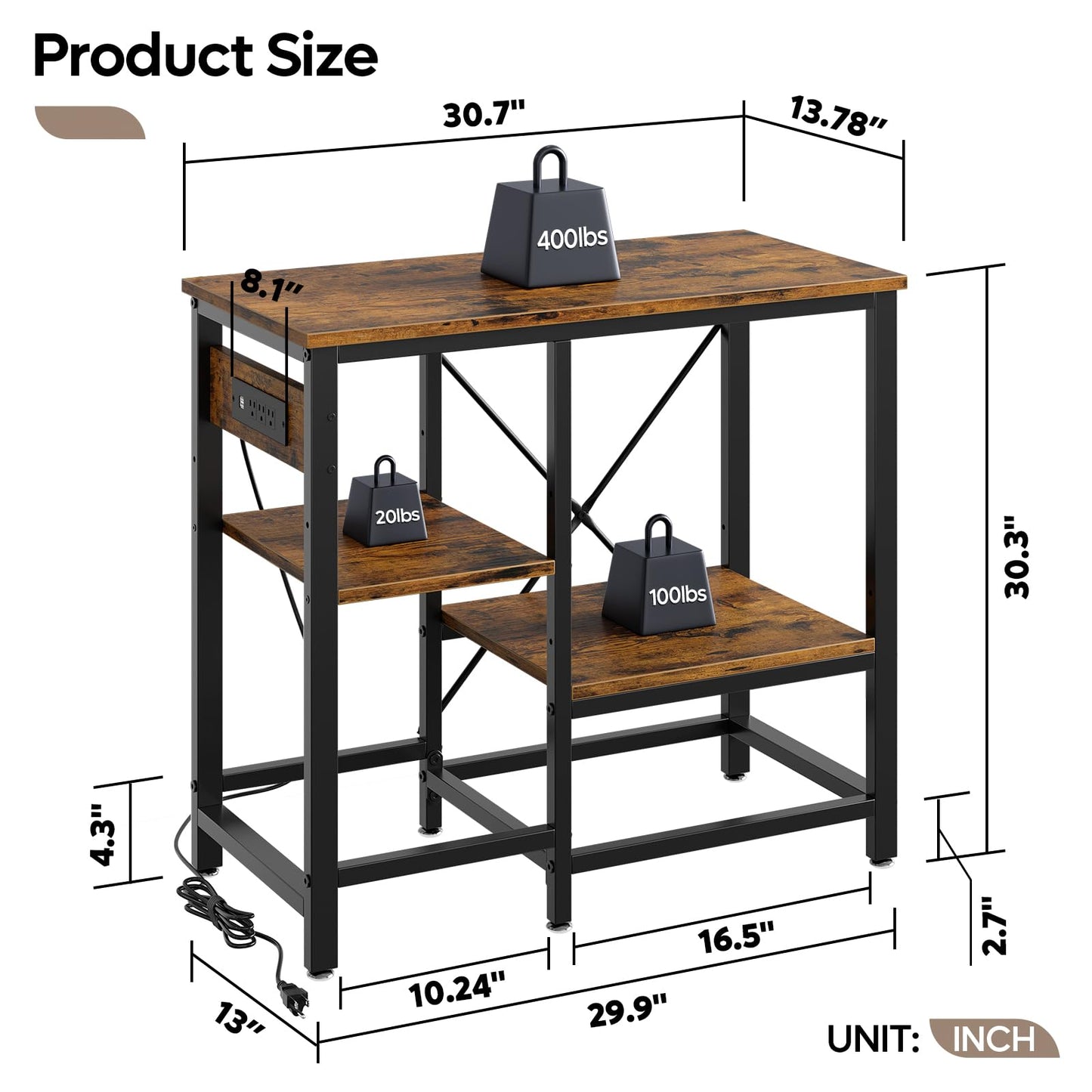 Bestier 20-29-37 Gallon Fish Tank Stand with Power Outlet, 30x13 Metal Aquarium Stand, 6-Leg Reptile Tank Stand with 3-Tier Adjustable Storage Shelves, 400LBS Capacity - WoodArtSupply