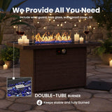 Vakollia 10 Pieces Patio Furniture Sets with Fire Pit Table, Wicker Rattan High Back Outdoor Swivel Rocking Chairs Set with 3-Seat Couch, Ottomans and Side Table Vakollia