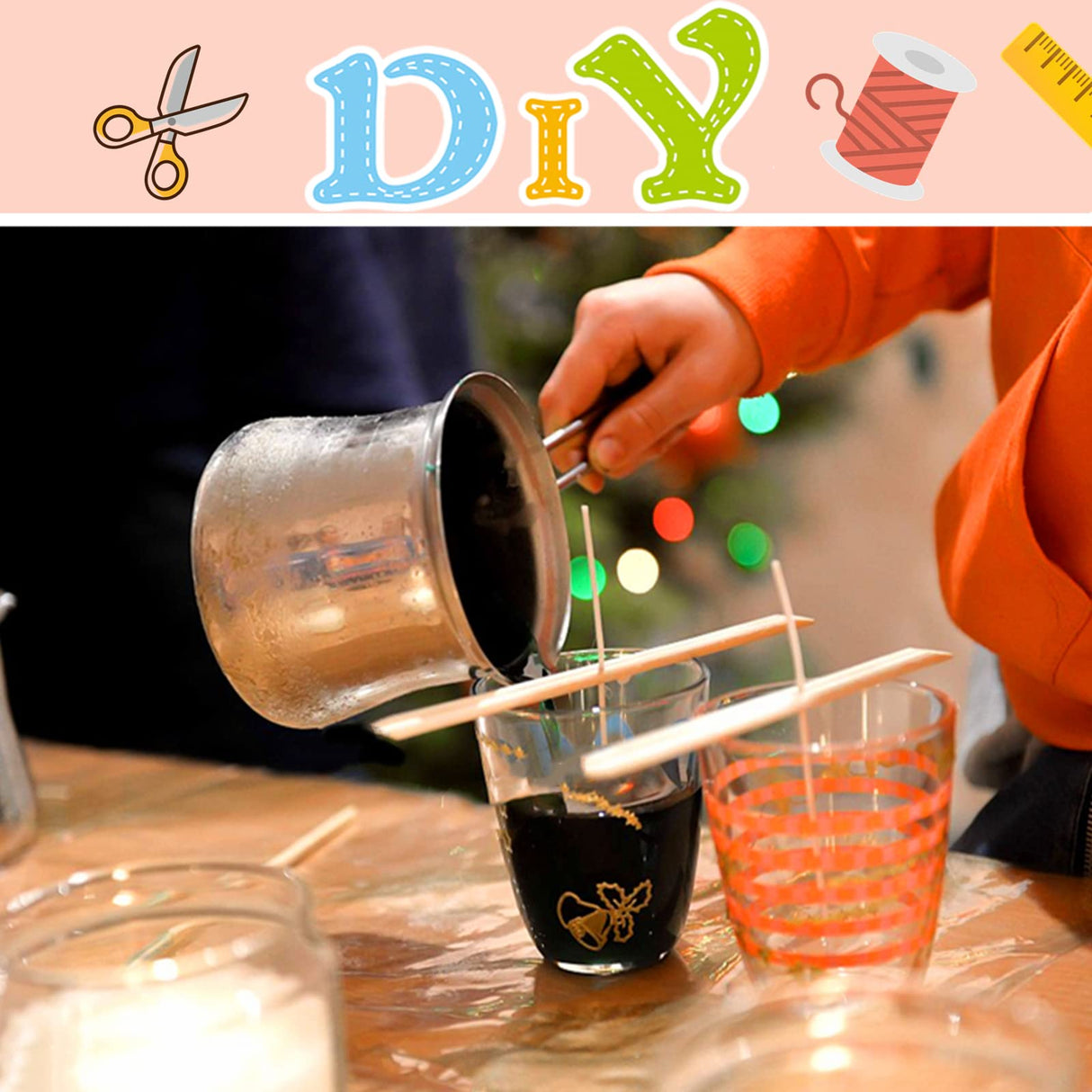 【200 Feet】Candle Wick Roll with 125 Pcs Metal Candle Wick Sustainer Tabs, 80Pcs Candle Wick Stickers and 5Pcs Wooden Candle Wick Centering Device, 61m Natural Cotton Candle Wicks for Candle Making Kit YinEpand