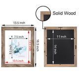 KAIWIN 100% Solid Wood Brown 11x14 Picture Frame 1 Pack Display Picture 8x10 with Mat, HD Glass Inside, Rustic Wooden Photo Frames for Wall Mounting KAIWIN