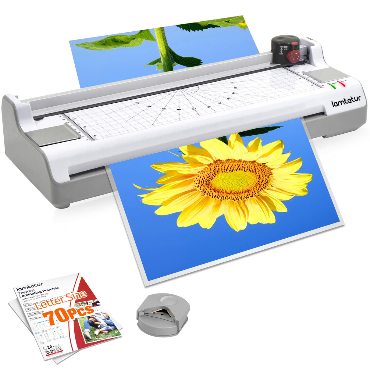 Laminator Machine 11X17 with 70Letter Size Laminating Sheets for A3/A4,13Inch Wide Thermal Hot&Cold 2Roller Lamination Laminated 3-5mil for Office Home School Teacher,with Paper Cutter,Corner Rounder lamtetur