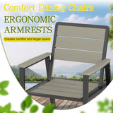 AreShark 7-Piece Patio Dining Set with 11 FT Curvy Cantilever Umbrella, HDPE Tabletop & Aluminum Frame All-Weather Outdoor Furniture for Garden, Backyard, Poolside, Gray AreShark