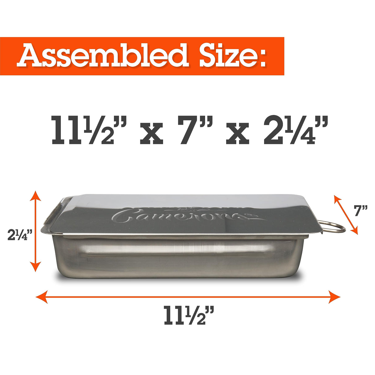 Camerons Indoor Outdoor Stovetop Smoker - Stainless Steel Barbecue Smoker Box w/Oak Wood Chips & Recipes - Works On Any Heat Source, Stovetop or BBQ Grill for Smoking Meats - Grilling Gift for Men Camerons