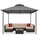 Yaheetech Gazebo for Patios 11x11 - Outdoor Powder-coated Steel Frame Gazebo, Double Roofs Grill Gazebo BBQ Pavilion, Water-resistant, for Lawn/Backyard/Garden/Deck, Dark Gray Yaheetech