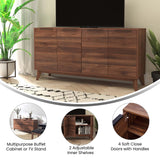 Flash Furniture Hatfield Engineered Wood TV Stand for up to 64" TVs, Media Console/TV Cabinet with Adjustable Shelf and Soft Close Doors, Dark Walnut Flash Furniture