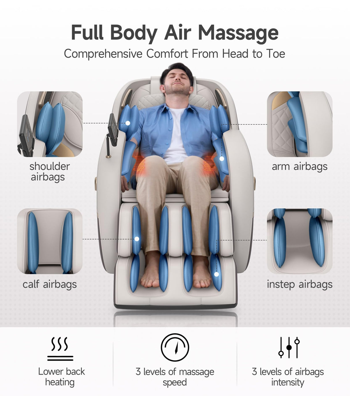 Real Relax 3D Massage Chair Full Body SL-Track, Zero Gravity Recliner with 16 Massage Modes, Body Scan, Wasit Heating, Foot Rollers, Bluetooth, Favor-22 Brown Real Relax