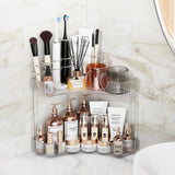 Asayuee 2-Tier Corner Bathroom Counter Organizer with Top Toothbrush Holders,Large Makeup Organizer Countertop with Brush Holder,Skincare Organizers Corner,Exquisite Vanity Organizer(Clear, 2 Tier) Asayuee