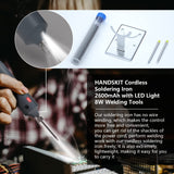 Cordless Soldering Iron 2600mAh with LED Light, 8W Welding Tools, Rechargeable Battery Soldering Iron Electric, Soldering Iron Kit with Adjustable Temp 300-450℃, Fast Heating, Portable Soldering Kit HANDSKIT