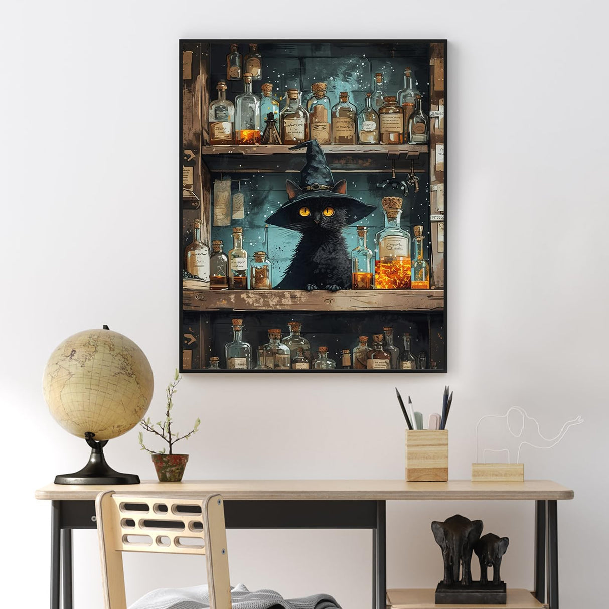 Yezavesu Black Cat Paint by Numbers Kit for Adults Beginner, Magic Adult Paint by Number Kits on Canvas Without Frame, DIY Acrylic Cat Painting by Numbers for Home Wall Decor Gift 16x20 Inch Yezavesu