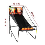 Hathaway Sure Shot Dual Electronic Basketball Arcade Game with Electronic Digital Scoring and Timer, Easy Folding for Storage, 4 Balls and 2 Nets, Black/Orange Hathaway